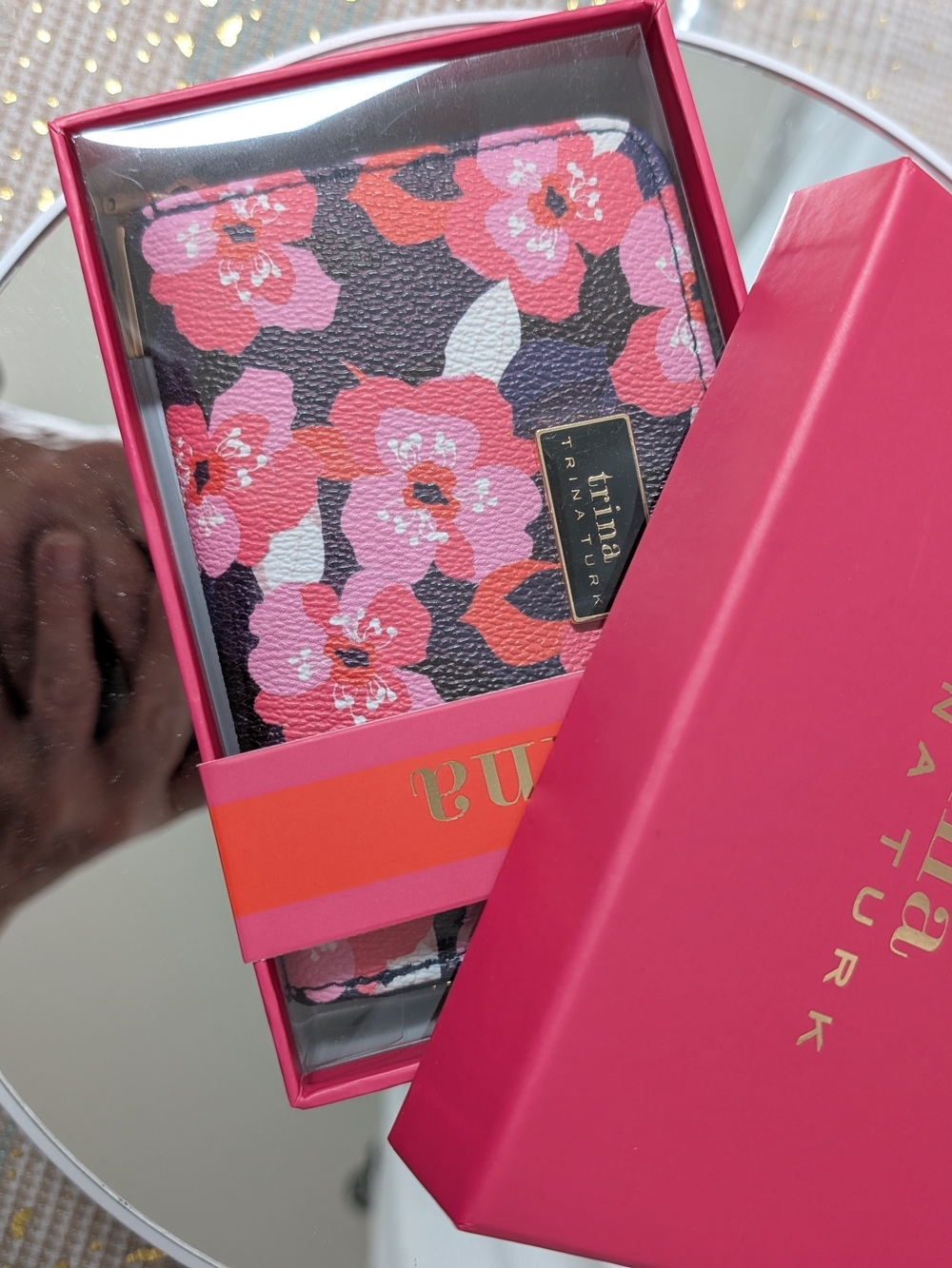 Trina Turk Black Wallet with Pink Floral Print - Picture 2 of 4